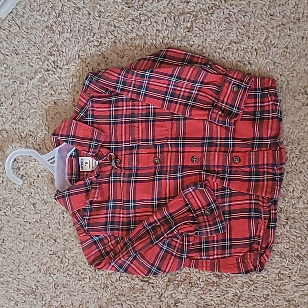 Carters red plaid button down shirt